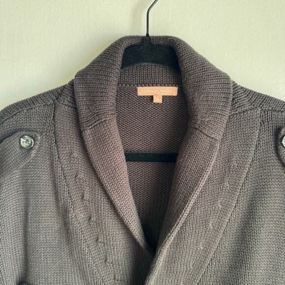 Leonard Frisbie Peru 100% PIMA Cotton Black Knit Casual Button Down Cardigan M - Picture 5 of 12